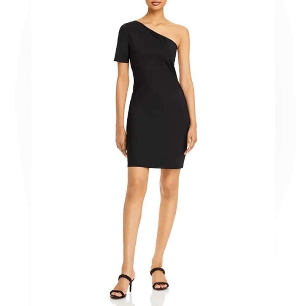 New! theory One Shoulder Mini Dress in Black